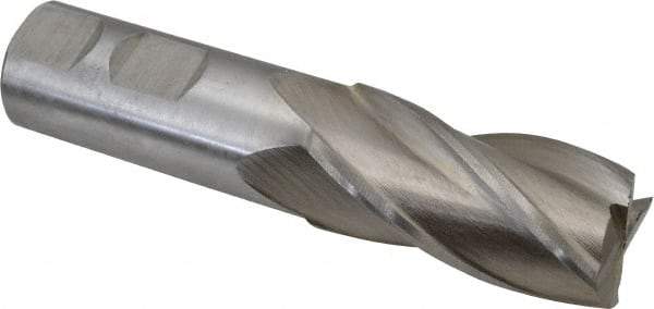 Interstate - 24mm, 1-7/8" LOC, 7/8" Shank Diam, 4-1/8" OAL, 4 Flute, High Speed Steel Square End Mill - Single End, Uncoated, Spiral Flute, Centercutting, Right Hand Cut, Right Hand Flute - USA Tool & Supply