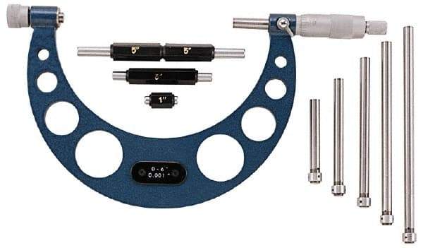 Value Collection - 12 to 16" Range, 0.001" Graduation, Mechanical Outside Micrometer - Ratchet Stop Thimble - USA Tool & Supply