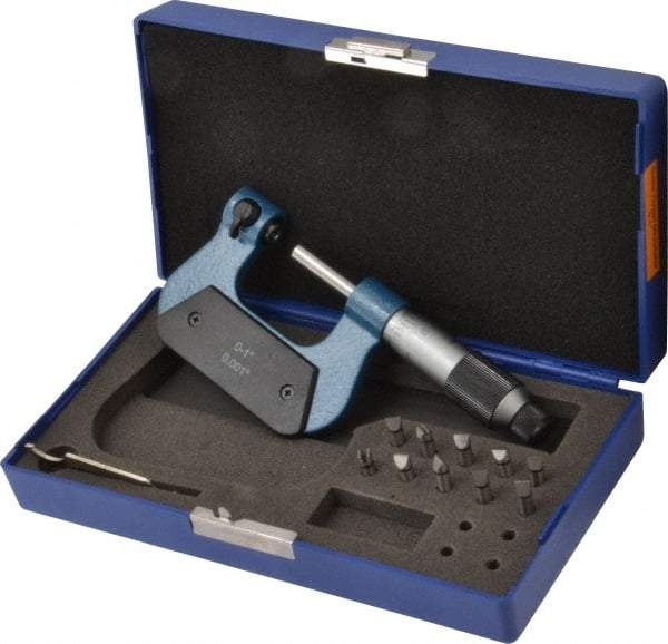 Value Collection - 0 to 1" Range, Mechanical Screw Thread Micrometer - Ratchet-Friction Thimble, 0.001" Graduation - USA Tool & Supply