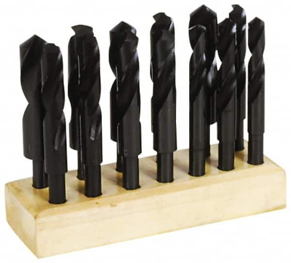 Interstate - 17/32 to 1", 118° Point, Oxide Finish, High Speed Steel Reduced Shank Drill Bit Set - USA Tool & Supply