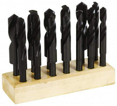 Interstate - 17/32 to 1", 118° Point, Oxide Finish, High Speed Steel Reduced Shank Drill Bit Set - USA Tool & Supply