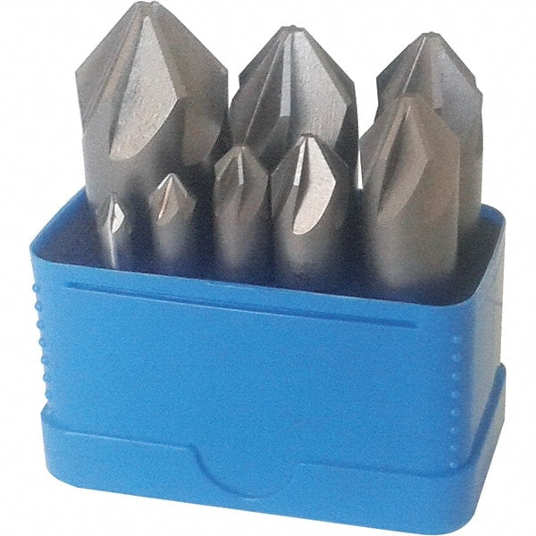 Interstate - 8 Piece, 1/4 to 1" Head Diam, 90° Included Angle, Single End Countersink Set - USA Tool & Supply