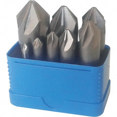 Interstate - 8 Piece, 1/4 to 1" Head Diam, 90° Included Angle, Single End Countersink Set - USA Tool & Supply