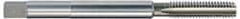 Hertel - 7/16-14 UNC, 4 Flute Plug Hand Pulley Tap - High Speed Steel, Bright Finish, Right Hand Flute, H3 Thread Limit, 8" OAL - Exact Industrial Supply