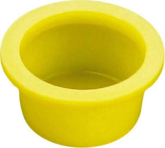 Caplugs - 2.92" ID, Round Head, Tapered Cap/Plug with Flange - 1-1/8" Long, Low-Density Polyethylene, Yellow - USA Tool & Supply