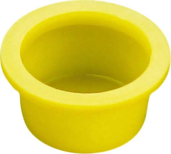 Caplugs - 3.71" ID, Round Head, Tapered Cap/Plug with Flange - 4.34" OD, 7/8" Long, Low-Density Polyethylene, Yellow - USA Tool & Supply