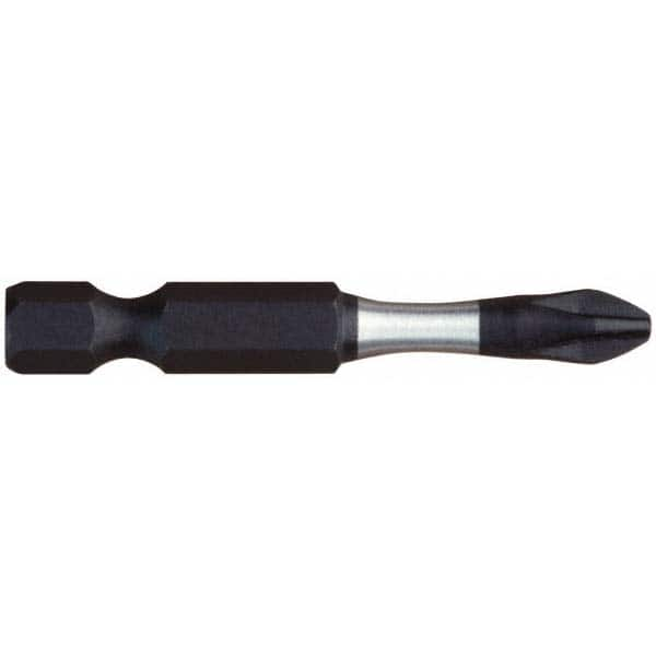 Power Screwdriver Bit: #2 Phillips, 1/4″ Hex Drive 2″ OAL, Alloy Steel