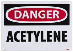 NMC - "Danger - Acetylene", 10" Long x 14" Wide, Rigid Plastic Safety Sign - Rectangle, 0.05" Thick, Use for Hazardous Materials - USA Tool & Supply
