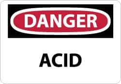NMC - "Danger - Acid", 10" Long x 14" Wide, Rigid Plastic Safety Sign - Rectangle, 0.05" Thick, Use for Hazardous Materials - USA Tool & Supply