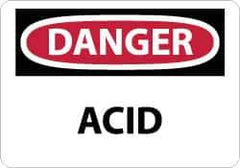 NMC - "Danger - Acid", 10" Long x 14" Wide, Rigid Plastic Safety Sign - Rectangle, 0.05" Thick, Use for Hazardous Materials - USA Tool & Supply