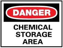 NMC - "Danger - Chemical Storage Area", 10" Long x 14" Wide, Fiberglass Safety Sign - Rectangle, 0.095" Thick, Use for Hazardous Materials - USA Tool & Supply