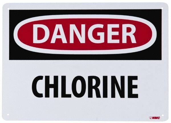 NMC - "Danger - Chlorine", 10" Long x 14" Wide, Rigid Plastic Safety Sign - Rectangle, 0.05" Thick, Use for Hazardous Materials - USA Tool & Supply