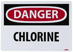 NMC - "Danger - Chlorine", 10" Long x 14" Wide, Rigid Plastic Safety Sign - Rectangle, 0.05" Thick, Use for Hazardous Materials - USA Tool & Supply