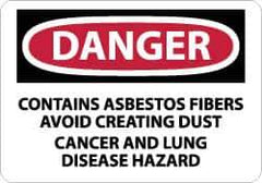 NMC - "Danger - Contains Asbestos Fibers - Avoid Creating Dust - Cancer and Lung Disease Hazard", 10" Long x 14" Wide, Pressure-Sensitive Vinyl Safety Sign - Rectangle, 0.004" Thick, Use for Hazardous Materials - USA Tool & Supply