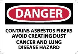 NMC - "Danger - Contains Asbestos Fibers - Avoid Creating Dust - Cancer and Lung Disease Hazard", 10" Long x 14" Wide, Aluminum Safety Sign - Rectangle, 0.04" Thick, Use for Hazardous Materials - USA Tool & Supply