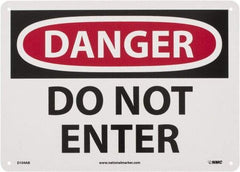 NMC - "Danger - Do Not Enter", 10" Long x 14" Wide, Aluminum Safety Sign - Rectangle, 0.04" Thick, Use for Security & Admittance - USA Tool & Supply