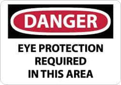 NMC - "Danger - Eye Protection Required in This Area", 10" Long x 14" Wide, Rigid Plastic Safety Sign - Rectangle, 0.05" Thick, Use for Accident Prevention - USA Tool & Supply