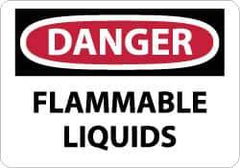 NMC - "Danger - Flammable Liquids", 10" Long x 14" Wide, Aluminum Safety Sign - Rectangle, 0.04" Thick, Use for Hazardous Materials - USA Tool & Supply