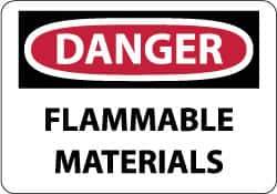 NMC - "Danger - Flammable Materials", 10" Long x 14" Wide, Rigid Plastic Safety Sign - Rectangle, 0.05" Thick, Use for Hazardous Materials - USA Tool & Supply