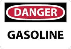 NMC - "Danger - Gasoline", 10" Long x 14" Wide, Pressure-Sensitive Vinyl Safety Sign - Rectangle, 0.004" Thick, Use for Hazardous Materials - USA Tool & Supply