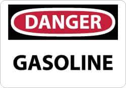 NMC - "Danger - Gasoline", 10" Long x 14" Wide, Aluminum Safety Sign - Rectangle, 0.04" Thick, Use for Hazardous Materials - USA Tool & Supply