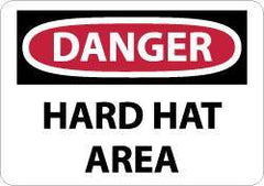 NMC - "Danger - Hard Hat Area", 10" Long x 14" Wide, Aluminum Safety Sign - Rectangle, 0.04" Thick, Use for Accident Prevention - USA Tool & Supply