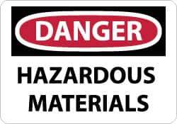 NMC - "Danger - Hazardous Materials", 10" Long x 14" Wide, Pressure-Sensitive Vinyl Safety Sign - Rectangle, 0.004" Thick, Use for Hazardous Materials - USA Tool & Supply