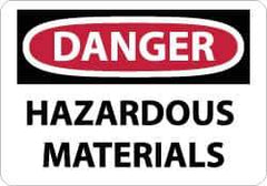 NMC - "Danger - Hazardous Materials", 10" Long x 14" Wide, Pressure-Sensitive Vinyl Safety Sign - Rectangle, 0.004" Thick, Use for Hazardous Materials - USA Tool & Supply