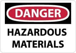 NMC - "Danger - Hazardous Materials", 10" Long x 14" Wide, Aluminum Safety Sign - Rectangle, 0.04" Thick, Use for Hazardous Materials - USA Tool & Supply