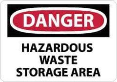 NMC - "Danger - Hazardous Waste Storage Area", 10" Long x 14" Wide, Rigid Plastic Safety Sign - Rectangle, 0.05" Thick, Use for Hazardous Materials - USA Tool & Supply