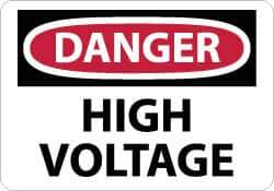 NMC - "Danger - High Voltage", 10" Long x 14" Wide, Aluminum Safety Sign - Rectangle, 0.04" Thick, Use for Accident Prevention - USA Tool & Supply