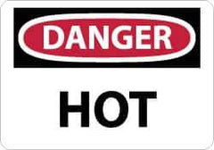 NMC - "Danger - Hot", 10" Long x 14" Wide, Rigid Plastic Safety Sign - Rectangle, 0.05" Thick, Use for Hazardous Materials - USA Tool & Supply