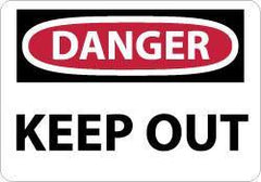 NMC - "Danger - Keep Out", 10" Long x 14" Wide, Pressure-Sensitive Vinyl Safety Sign - Rectangle, 0.004" Thick, Use for Accident Prevention - USA Tool & Supply