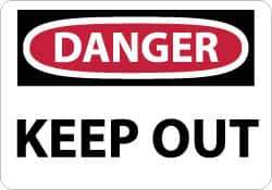 NMC - "Danger - Keep Out", 10" Long x 14" Wide, Aluminum Safety Sign - Rectangle, 0.04" Thick, Use for Accident Prevention - USA Tool & Supply