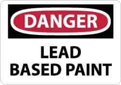 NMC - "Danger - Lead Based Paint", 10" Long x 14" Wide, Rigid Plastic Safety Sign - Rectangle, 0.05" Thick, Use for Accident Prevention - USA Tool & Supply