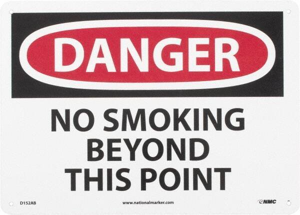 NMC - "Danger - No Smoking Beyond This Point", 10" Long x 14" Wide, Aluminum Safety Sign - Rectangle, 0.04" Thick, Use for Accident Prevention - USA Tool & Supply