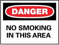 NMC - "Danger - No Smoking in This Area", 10" Long x 14" Wide, Rigid Plastic Safety Sign - Rectangle, 0.05" Thick, Use for Accident Prevention - USA Tool & Supply
