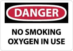 NMC - "Danger - No Smoking - Oxygen in Use", 10" Long x 14" Wide, Rigid Plastic Safety Sign - Rectangle, 0.05" Thick, Use for Accident Prevention - USA Tool & Supply