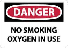 NMC - "Danger - No Smoking - Oxygen in Use", 10" Long x 14" Wide, Rigid Plastic Safety Sign - Rectangle, 0.05" Thick, Use for Accident Prevention - USA Tool & Supply