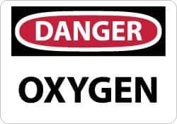 NMC - "Danger - Oxygen", 10" Long x 14" Wide, Aluminum Safety Sign - Rectangle, 0.04" Thick, Use for Hazardous Materials - USA Tool & Supply