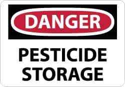 NMC - "Danger - Pesticide Storage", 10" Long x 14" Wide, Rigid Plastic Safety Sign - Rectangle, 0.05" Thick, Use for Hazardous Materials - USA Tool & Supply