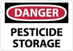 NMC - "Danger - Pesticide Storage", 10" Long x 14" Wide, Aluminum Safety Sign - Rectangle, 0.04" Thick, Use for Hazardous Materials - USA Tool & Supply