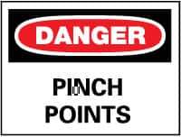 NMC - "Danger - Pinch Points", 10" Long x 14" Wide, Pressure-Sensitive Vinyl Safety Sign - Rectangle, 0.004" Thick, Use for Accident Prevention - USA Tool & Supply