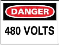 NMC - "Danger - 480 Volts", 10" Long x 14" Wide, Pressure-Sensitive Vinyl Safety Sign - Rectangle, 0.004" Thick, Use for Accident Prevention - USA Tool & Supply