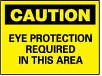 NMC - "Caution - Eye Protection Required in This Area", 10" Long x 14" Wide, Aluminum Safety Sign - Rectangle, 0.04" Thick, Use for Accident Prevention - USA Tool & Supply