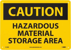 NMC - "Caution - Hazardous Material Storage Area", 10" Long x 14" Wide, Rigid Plastic Safety Sign - Rectangle, 0.05" Thick, Use for Hazardous Materials - USA Tool & Supply