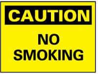 NMC - "Caution - No Smoking", 10" Long x 14" Wide, Pressure-Sensitive Vinyl Safety Sign - Rectangle, 0.004" Thick, Use for Accident Prevention - USA Tool & Supply
