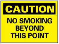 NMC - "Caution - No Smoking Beyond This Point", 10" Long x 14" Wide, Aluminum Safety Sign - Rectangle, 0.04" Thick, Use for Accident Prevention - USA Tool & Supply