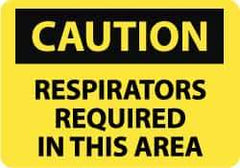 NMC - "Caution - Respirators Required in This Area", 10" Long x 14" Wide, Aluminum Safety Sign - Rectangle, 0.04" Thick, Use for Accident Prevention - USA Tool & Supply