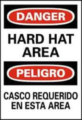 NMC - "Danger - Hard Hat Area", 20" Long x 14" Wide, Rigid Plastic Safety Sign - Rectangle, 0.05" Thick, Use for Accident Prevention - USA Tool & Supply